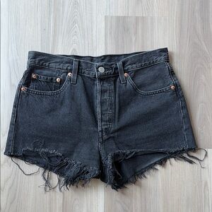 Levi’s 501 Black Distressed Denim Shorts (size 29)